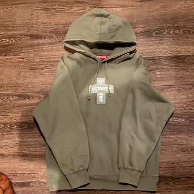 Supreme Cross Box Logo Hooded Sweatshirt "Light Olive"