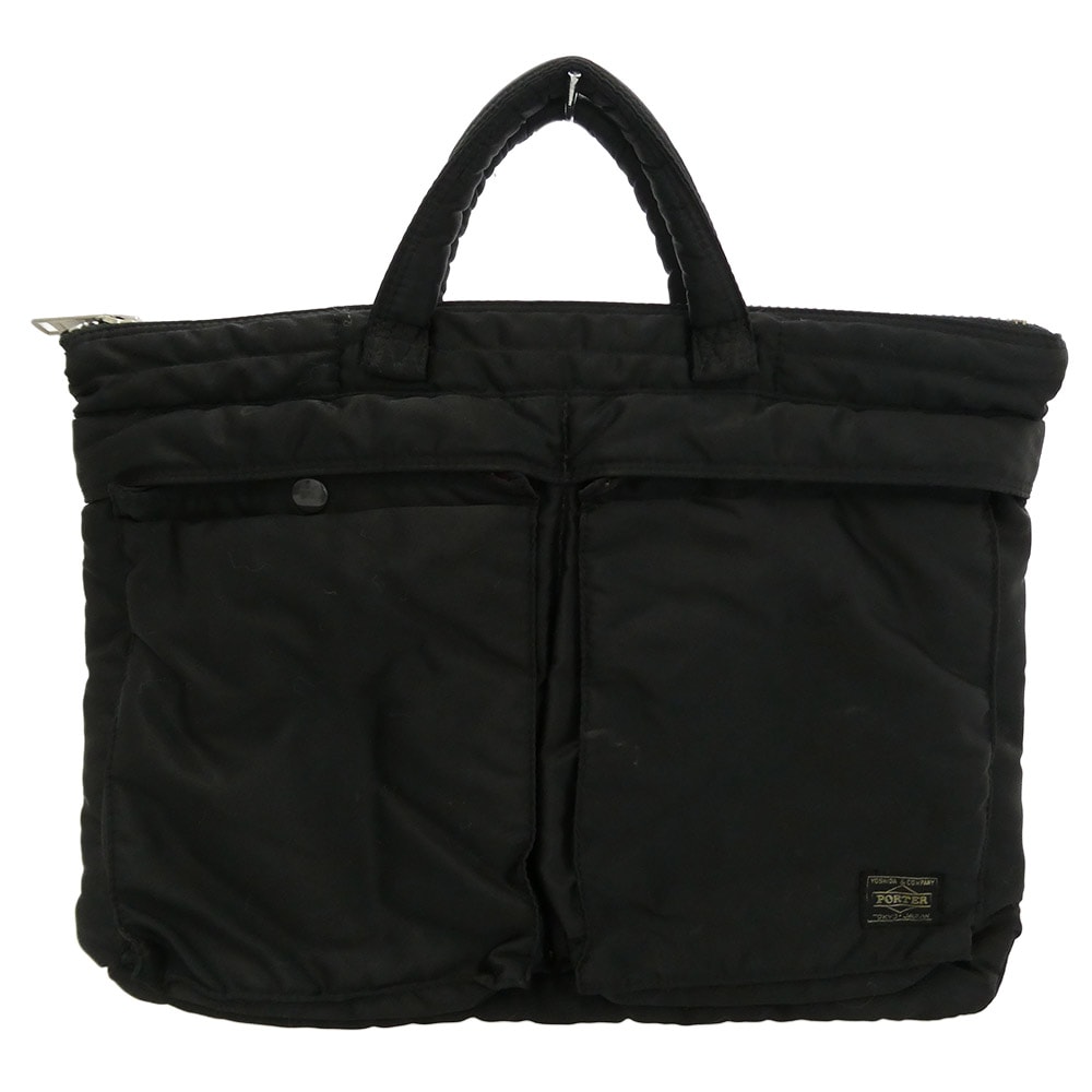PORTER ポーター TANKER SHORT HELMETBAG タンカー ショート ヘルメット ビジネス トート バッグ ブラック系【中古】