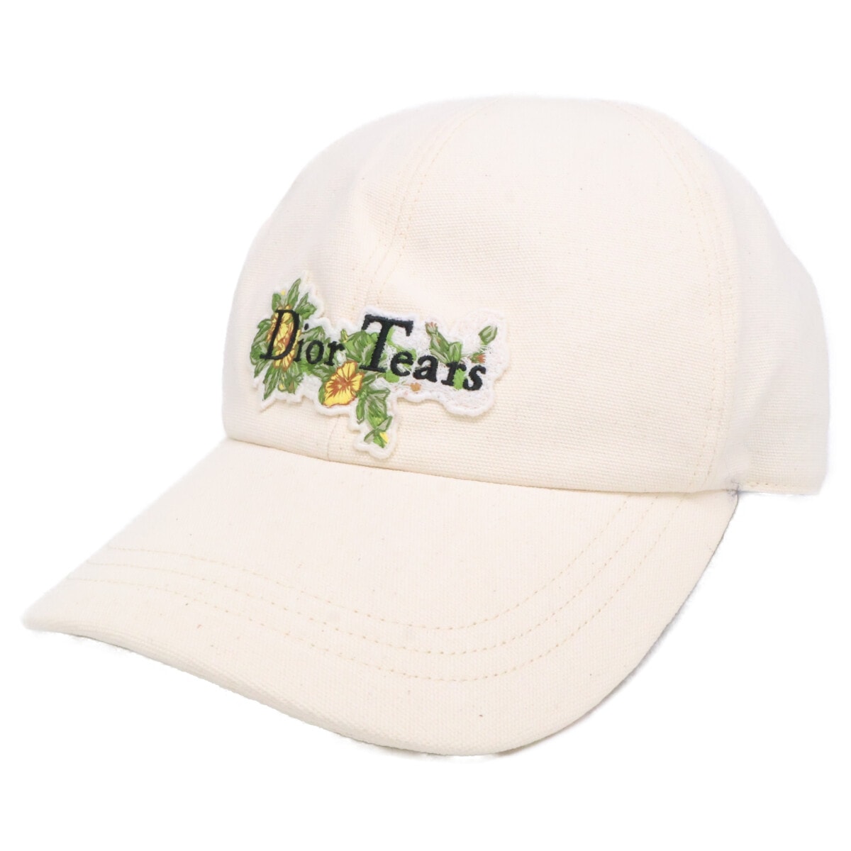ディオール xDENIM TEARS【美品】383C911E4511 コットン オブリーグライニング Dior Tears フラワーロゴ ベースボールキャップ/ S