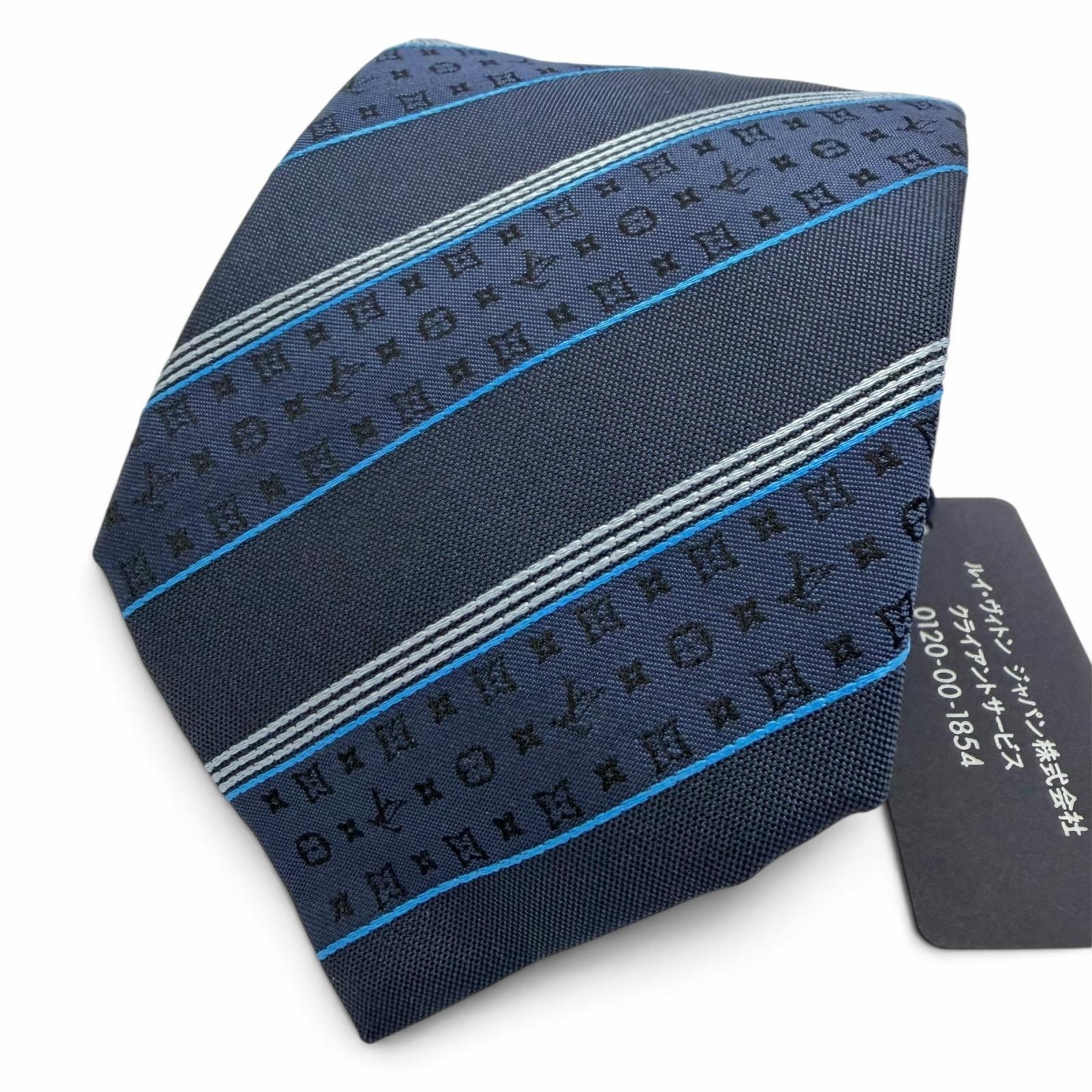 未使用品 ルイヴィトン ネクタイ モノグラム ストライピー M73193