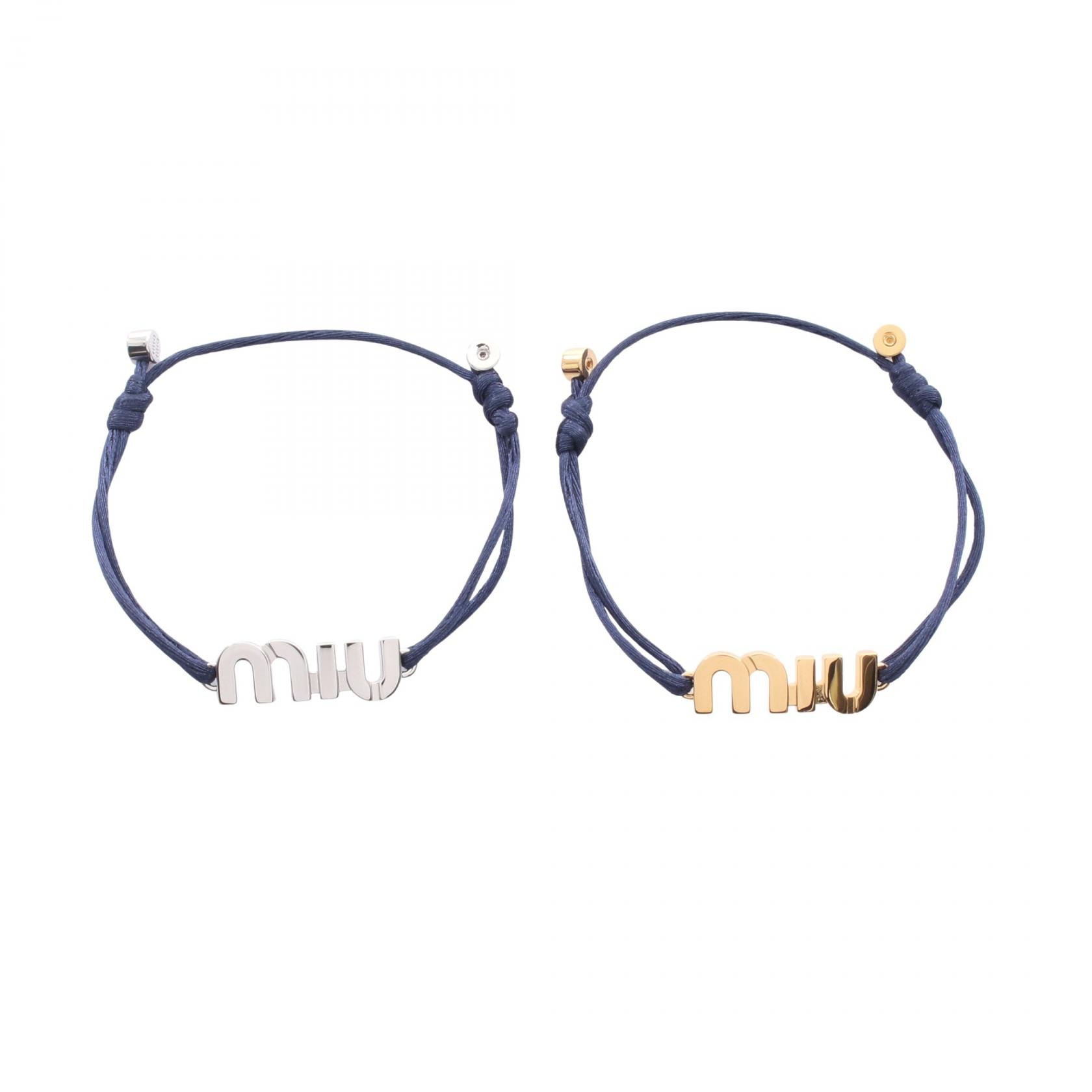 ミュウ ミュウ Miu Miu ロゴ 2個セット ブレスレット アクセサリー GP(ゴールドメッキ) メタル コード レディース シルバー系 / ゴールド系 / ネイビー系 5IB784F05D0 【新品】