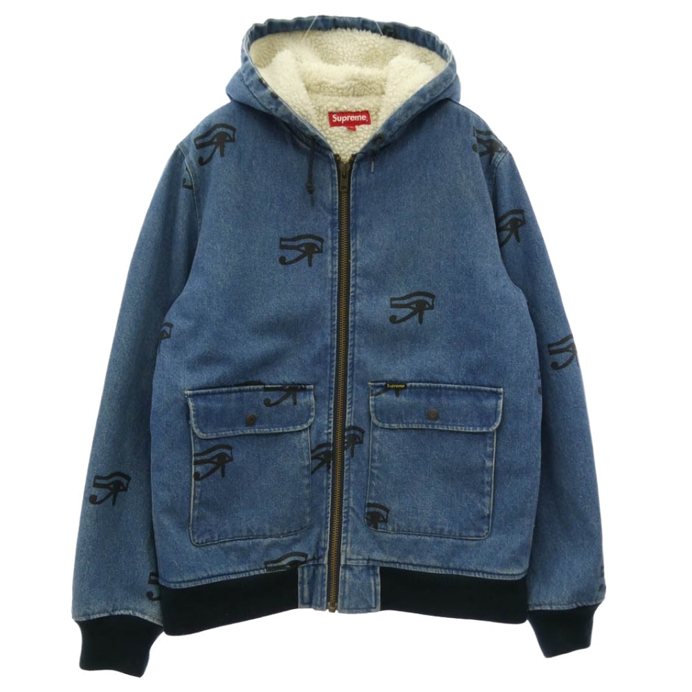 Supreme シュプリーム デニムジャケット 13AW Hooded Denim Work Jacket フーデット デニム ボア ワーク ジャケット ブルー系 M【中古】