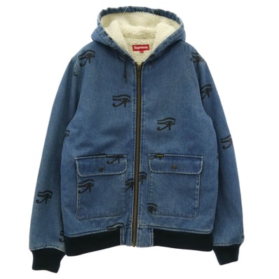 Supreme シュプリーム デニムジャケット 13AW Hooded Denim Work Jacket フーデット デニム ボア ワーク ジャケット ブルー系 M【中古】