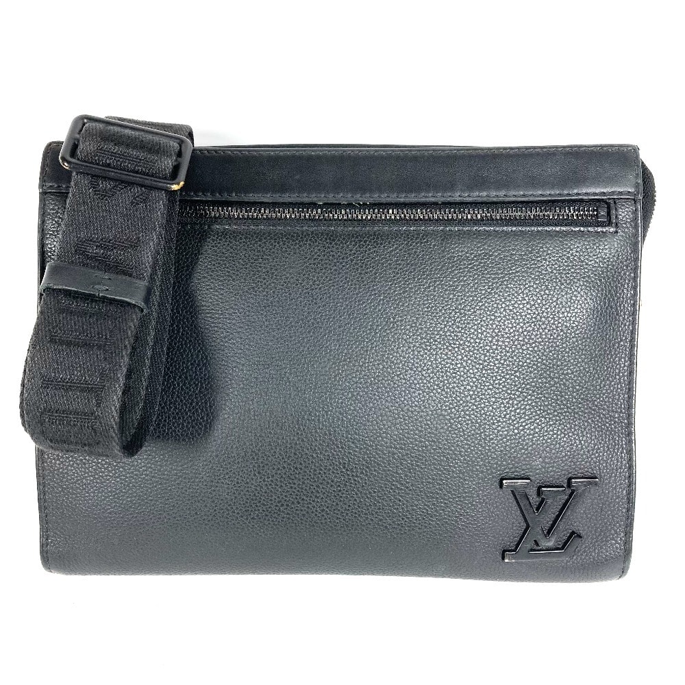 ルイヴィトン LOUIS VUITTON メッセンジャーヴォワヤージュ M59329 アエログラム カバン 斜め掛け ポシェット 2WAYバッグ クラッチバッグ ショルダーバッグ レザー ブラック
