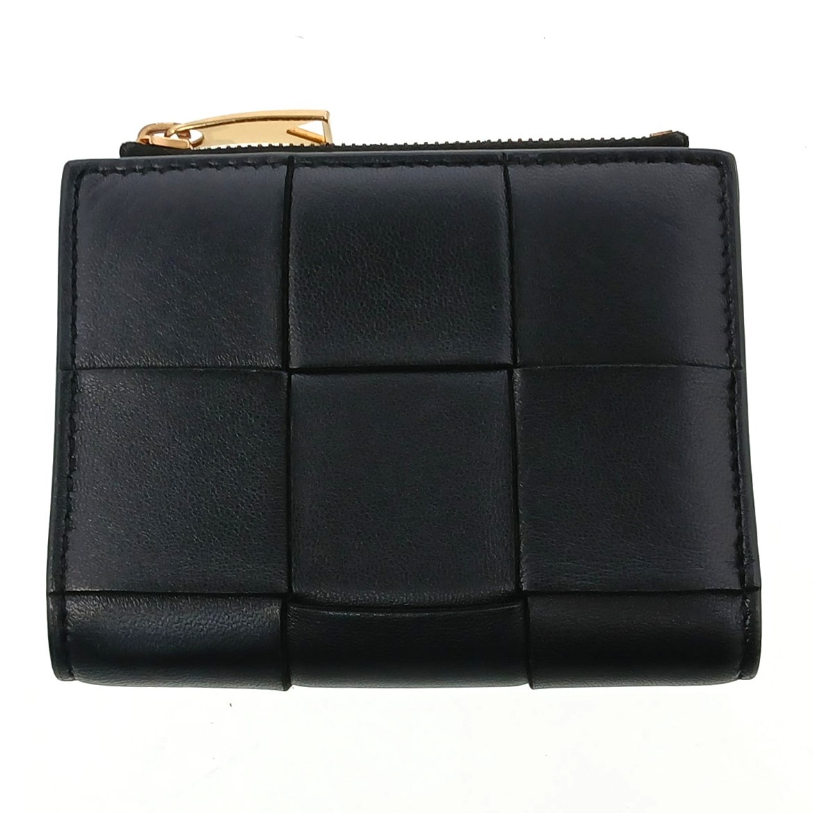 BOTTEGAVENETA ボッテガヴェネタ カセットスモール 二つ折りウォレット 二つ折り財布 742968 レザー ブラック レディース【中古】
