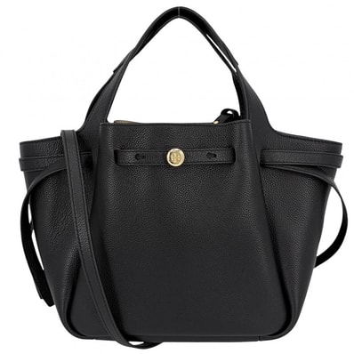 Tory Burch トリーバーチ 2WAY ロミースモールトートバッグ ハンドバッグ ショルダーバッグ 肩掛け 斜め掛け 164866 レザー ブラック 黒 ゴールド金具 レディース 美品【中古品】