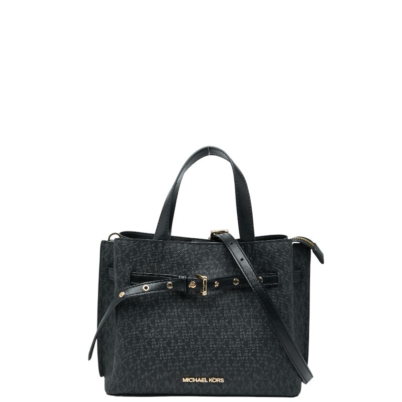 マイケルコース MKシグネチャー ハンドバッグ ショルダーバッグ 2WAY ブラック PVC レザー レディース Michael Kors 中古