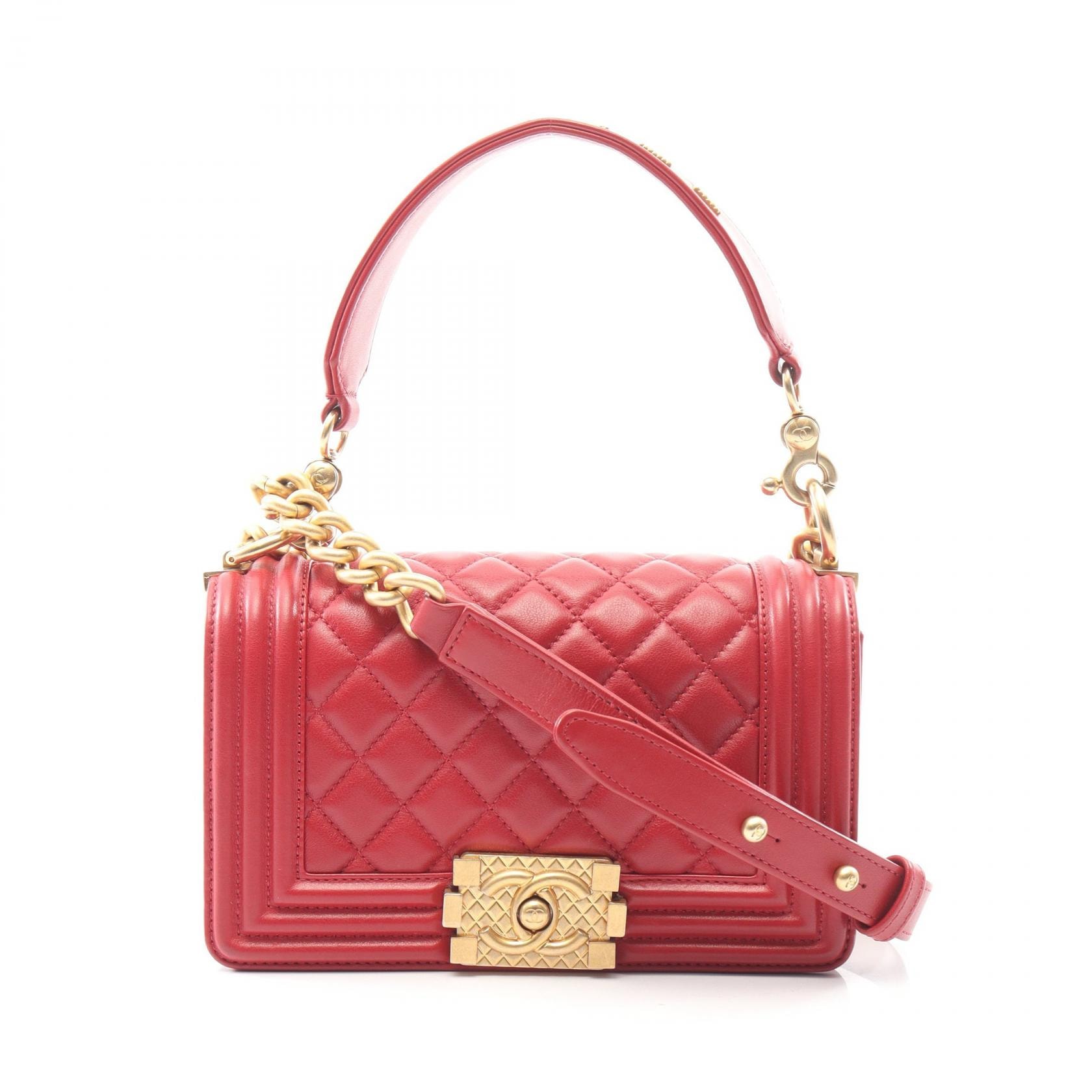 シャネル CHANEL ボーイシャネル スモール ハンドストラップ付き 2WAY ショルダーバッグ バッグ ラムスキン(羊革) レディース レッド系 A67085 【中古】