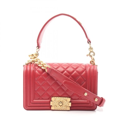 シャネル CHANEL ボーイシャネル スモール ハンドストラップ付き 2WAY ショルダーバッグ バッグ ラムスキン(羊革) レディース レッド系 A67085 【中古】