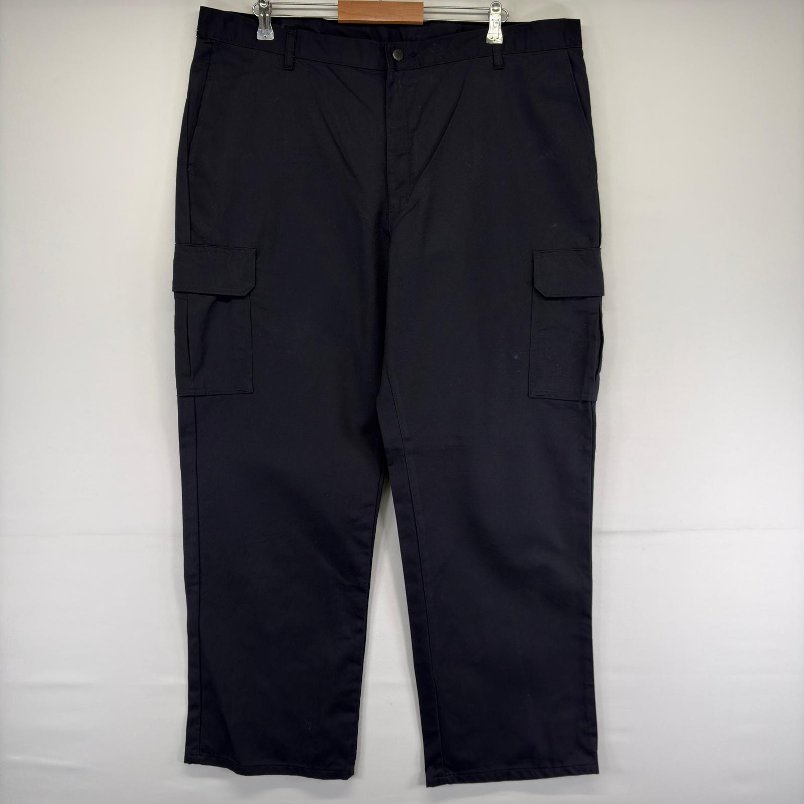 古着 ディッキーズ Dickies パンツ ワーク カーゴ 大きいサイズ ワンポイント ジップ 作業着 ワーク w42 L32  ブラック メンズ
