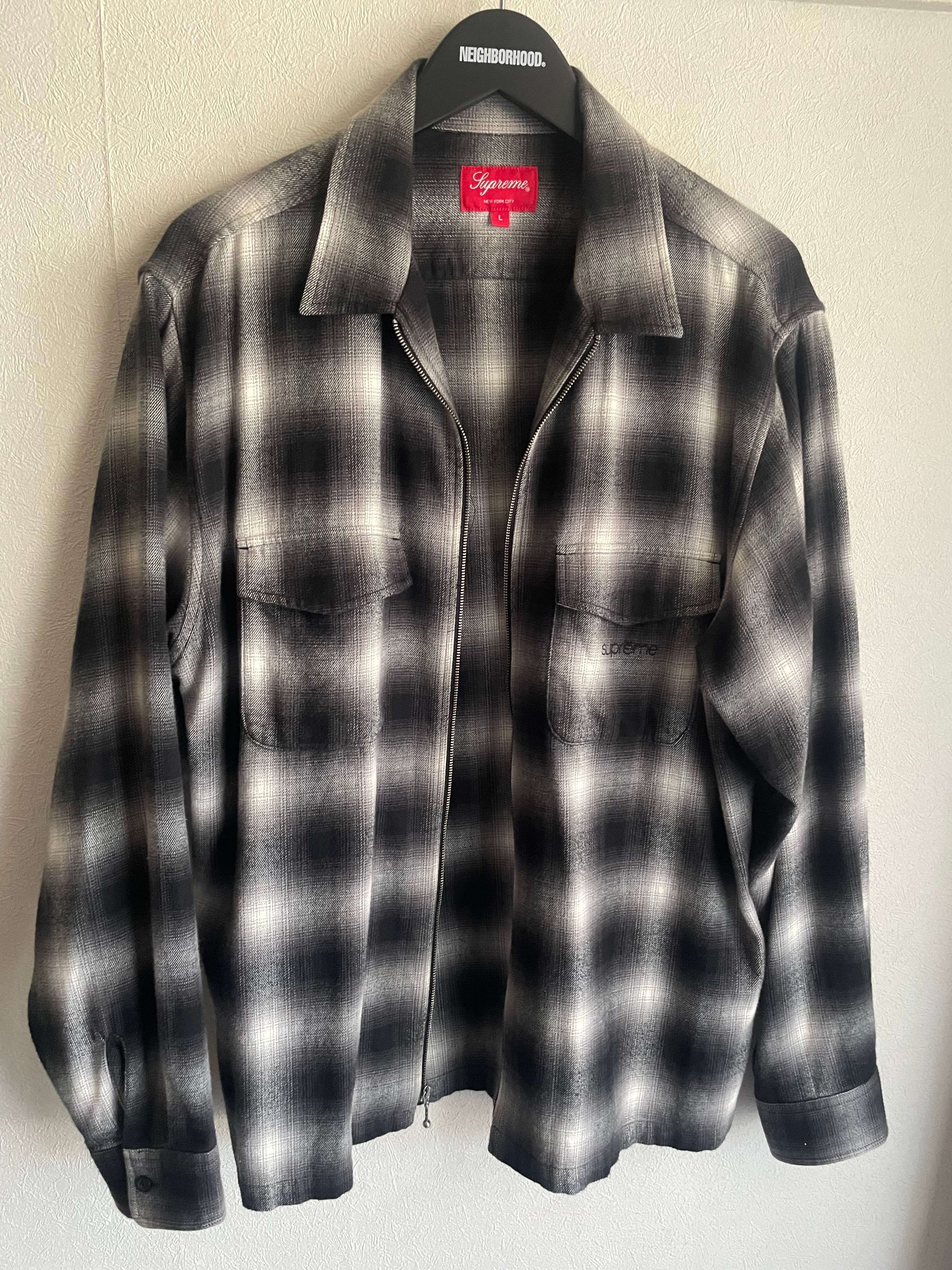 Supreme Shadow Plaid Flannel Zip Up Shirt "Black"
