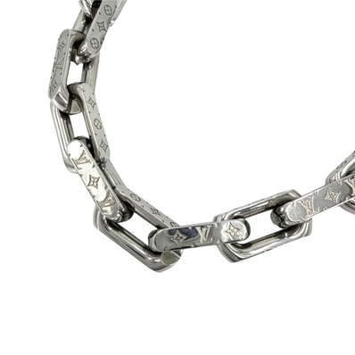 LOUIS VUITTON ルイヴィトン ネックレス チェーンモノグラム アクセサリー M00307 シルバー メンズ 約130.2g【中古品】
