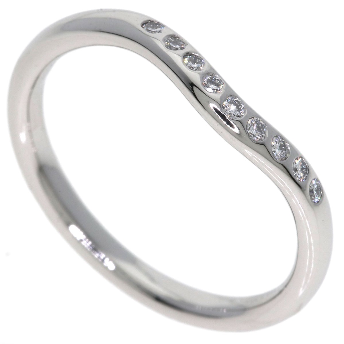 TIFFANY&Co. ティファニー カーブドバンド ダイヤモンド リング・指輪 PT950 レディース [中古]