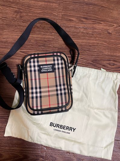 BURBERRY Vintage Check and Leather Crossbody Bag "Archive Beige"