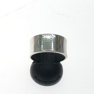 HERMES エルメス ユニセックス シルバーリング エクリプス・リュバン Eclipse Ruban パンチング Hロゴ 15号 13.7g