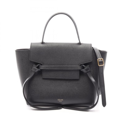 セリーヌ CELINE BELT BAG NANO ベルトバッグ ナノ 2WAY ハンドバッグ バッグ レザー レディース ブラック系 185003 【中古】