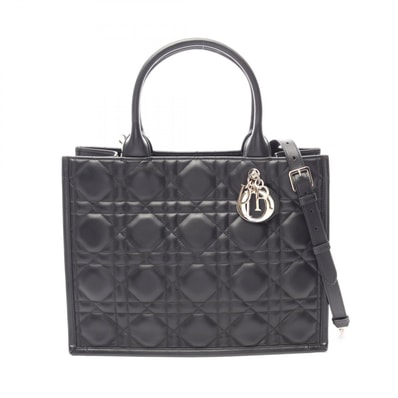 ディオール Dior BOOK TOTE ブックトート ミディアム マイクロカナージュ 2WAY トートバッグ バッグ レザー レディース ブラック系 M1324OWHP_M900 【中古】
