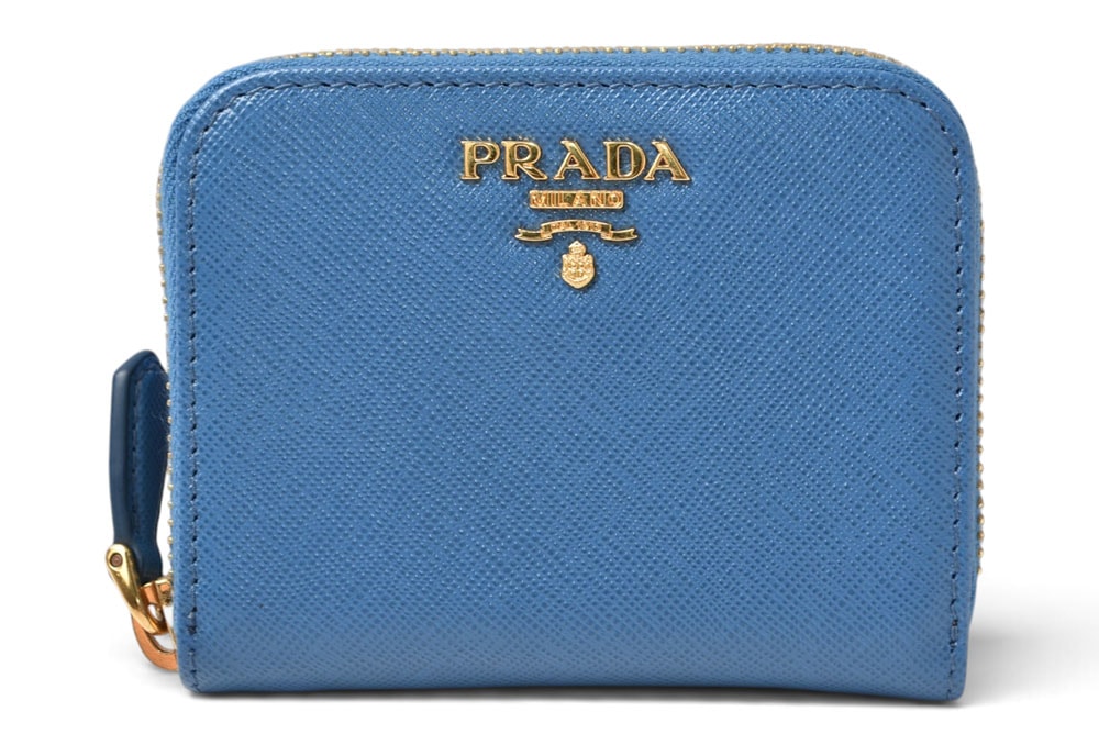 プラダ コインケース/小銭入れ PRADA サフィアーノ 1MM268 型押しレザー COBALTO ブルー【中古】