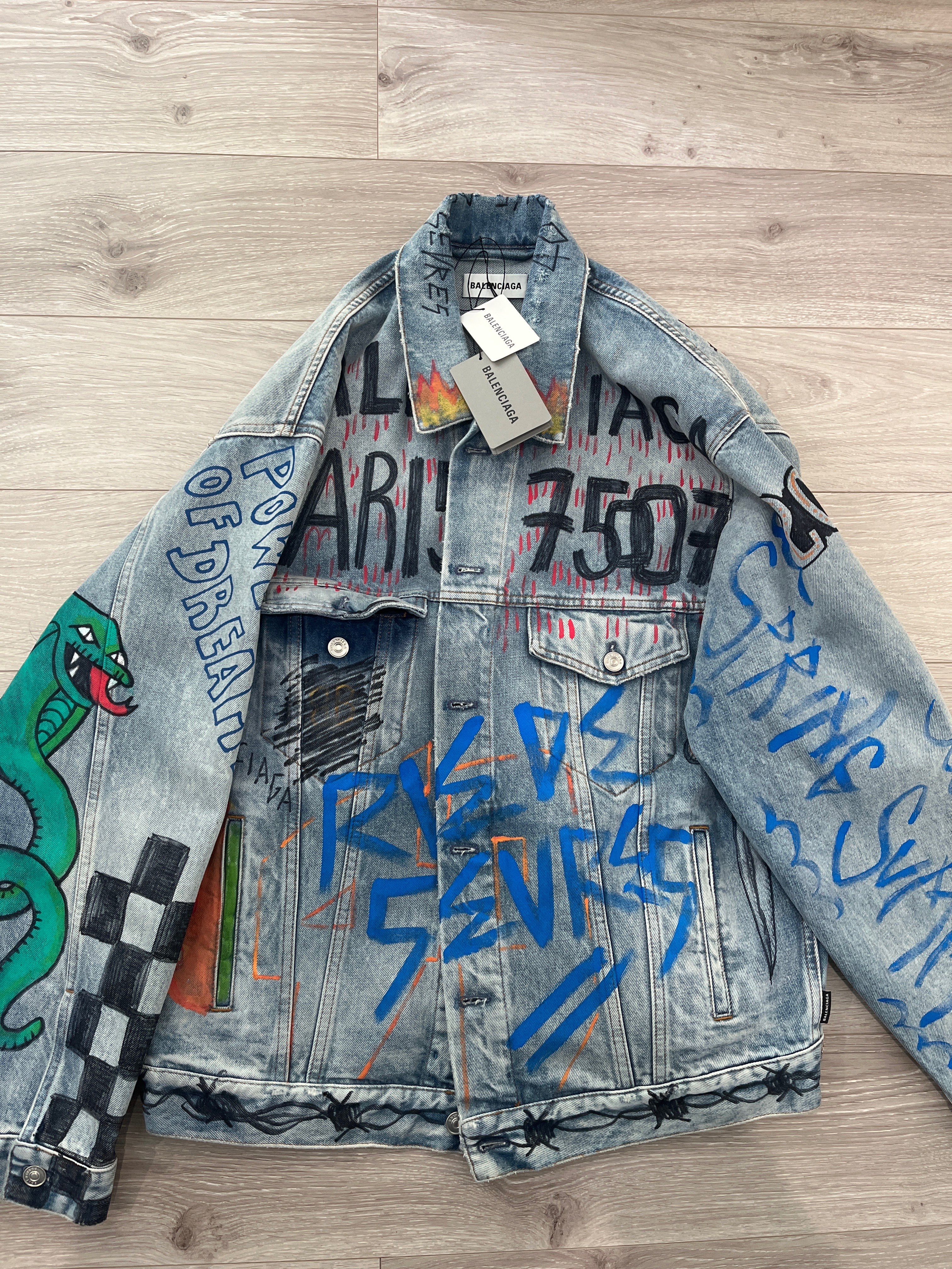 バレンシアガ  デニムジャケット  グラフィック