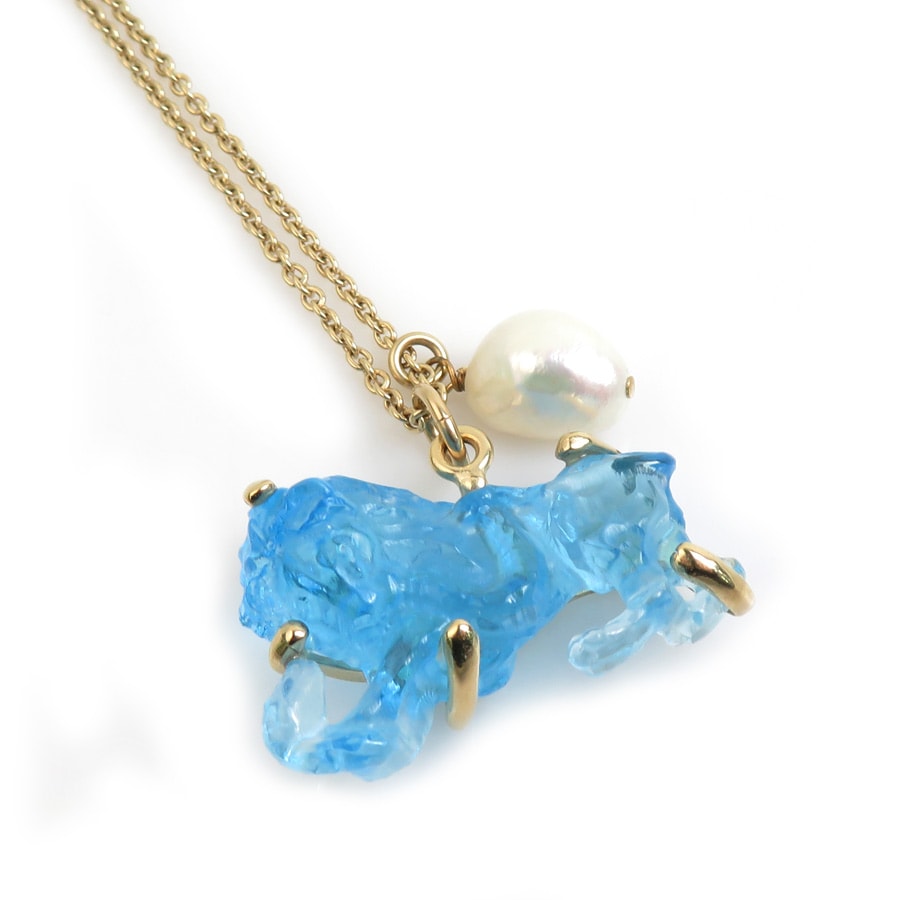 クリスチャンディオール Christian Dior ネックレス ペンダント メタル ブルー×ホワイト×ゴールド レディース【中古】 h31832a