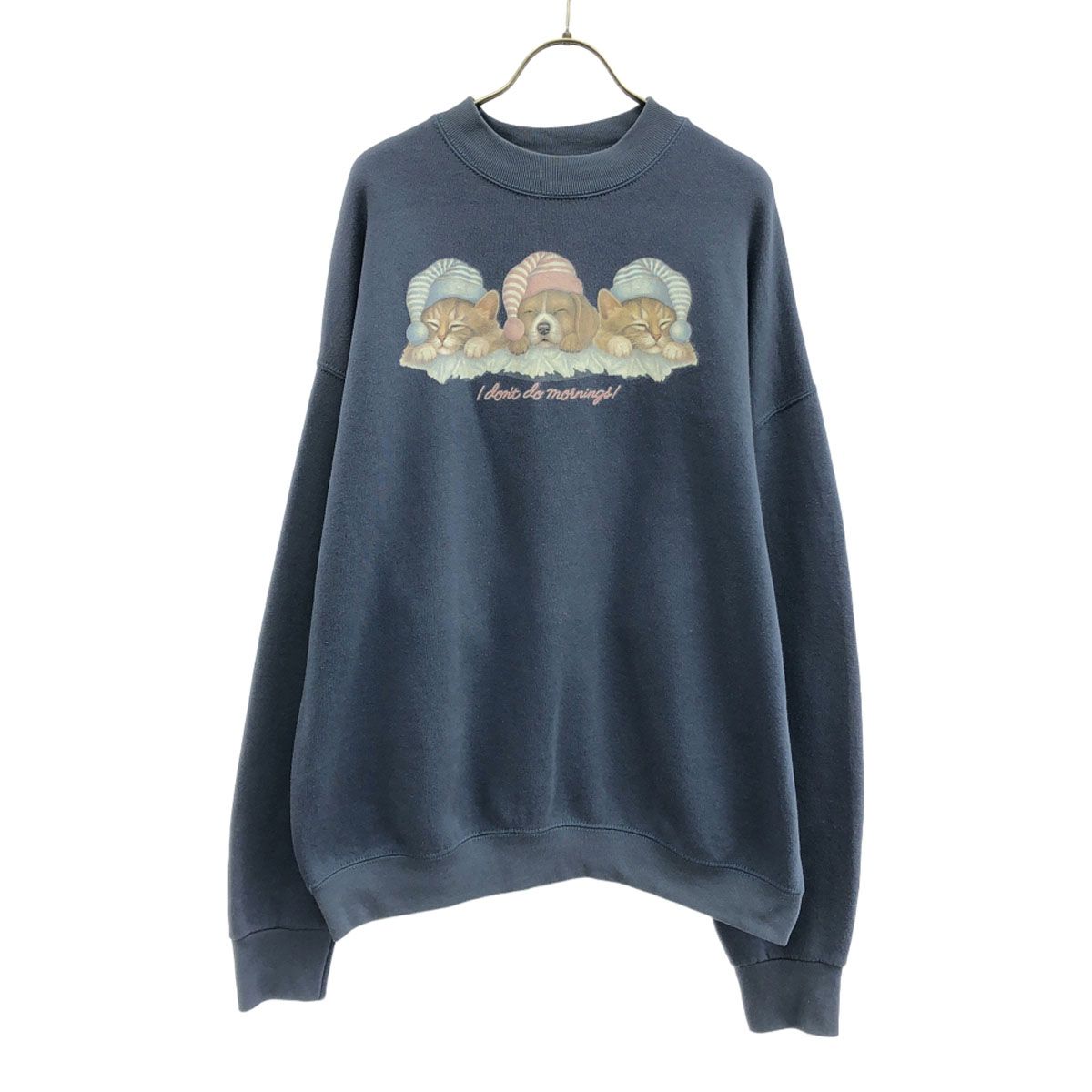 FRUIT OF THE LOOM フルーツオブザルーム アニマルプリント 長袖 トレーナー XL ブルー スウェット 裏起毛