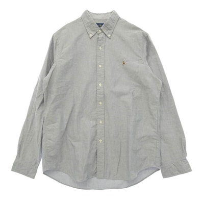 POLO RALPH LAUREN ポロ・ラルフローレン CLASSIC FIT クラシックフィット BD ボタンダウン 長袖 シャツ グレー系 グレー系 L【中古】