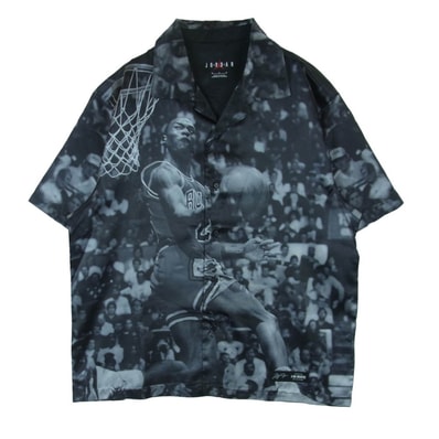 NIKE ナイキ DJ9761-010 JORDAN BRAND AS M J AMM SS TEE ジョーダンブランド 総柄 オープンカラー 半袖 シャツ ブラック系 M【中古】