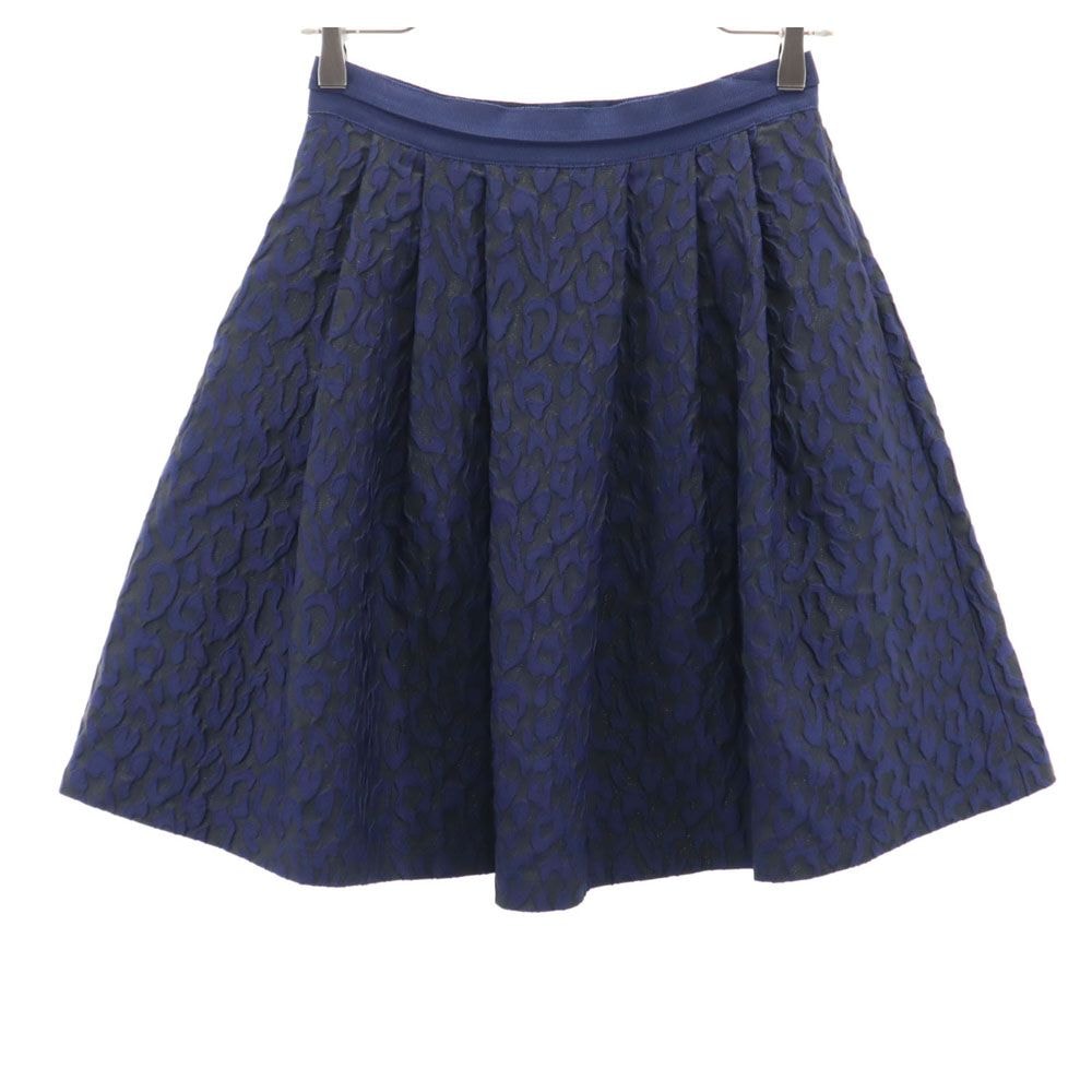 LANVIN en Bleu ランバンオンブルー 総柄 ミニ丈 フレアスカート 36 ネイビー系