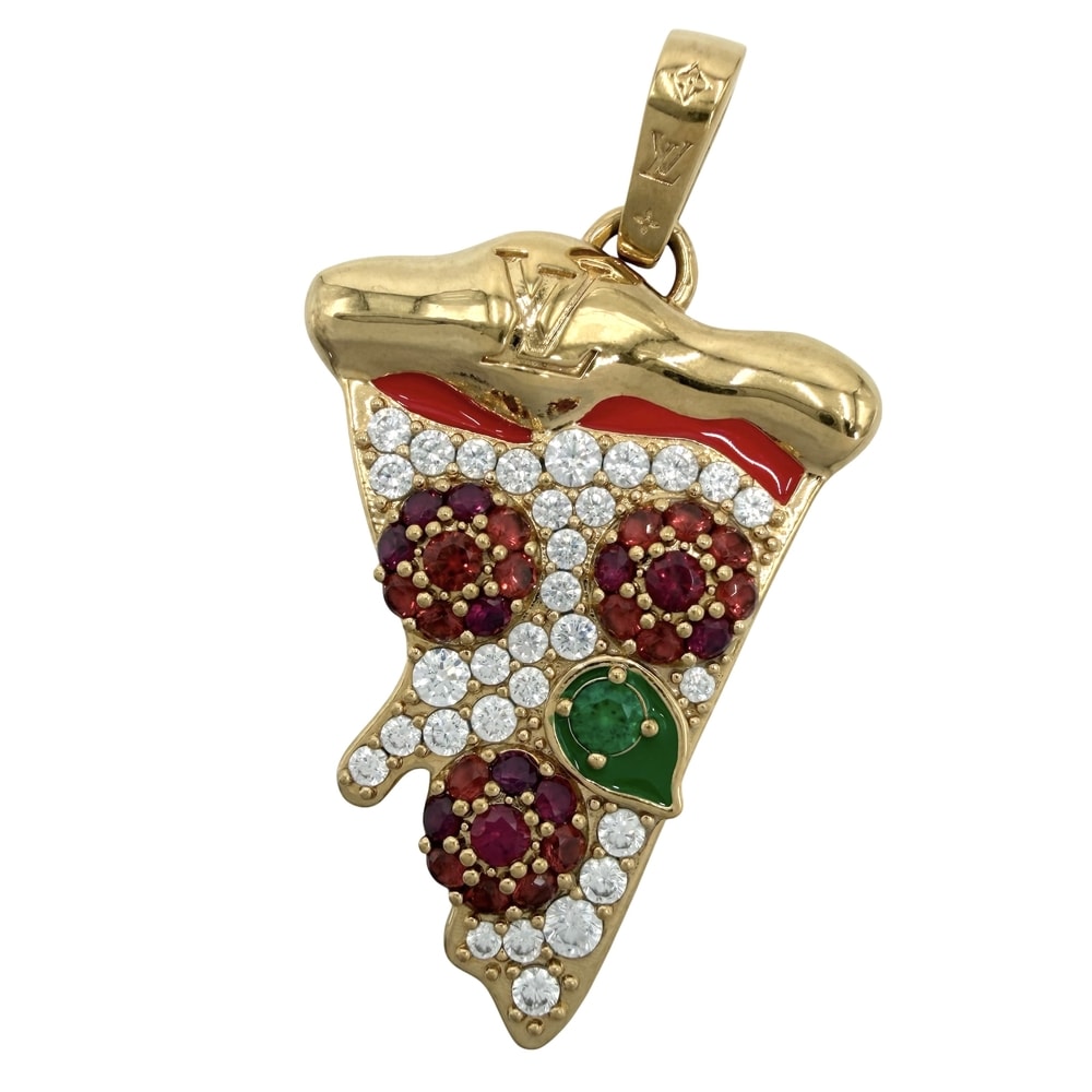 LOUIS VUITTON ルイヴィトン ペンダントトップ LVピザ ミディアムチャーム アクセサリー ラインストーン    M03128 レディース 約14.7g【中古品】