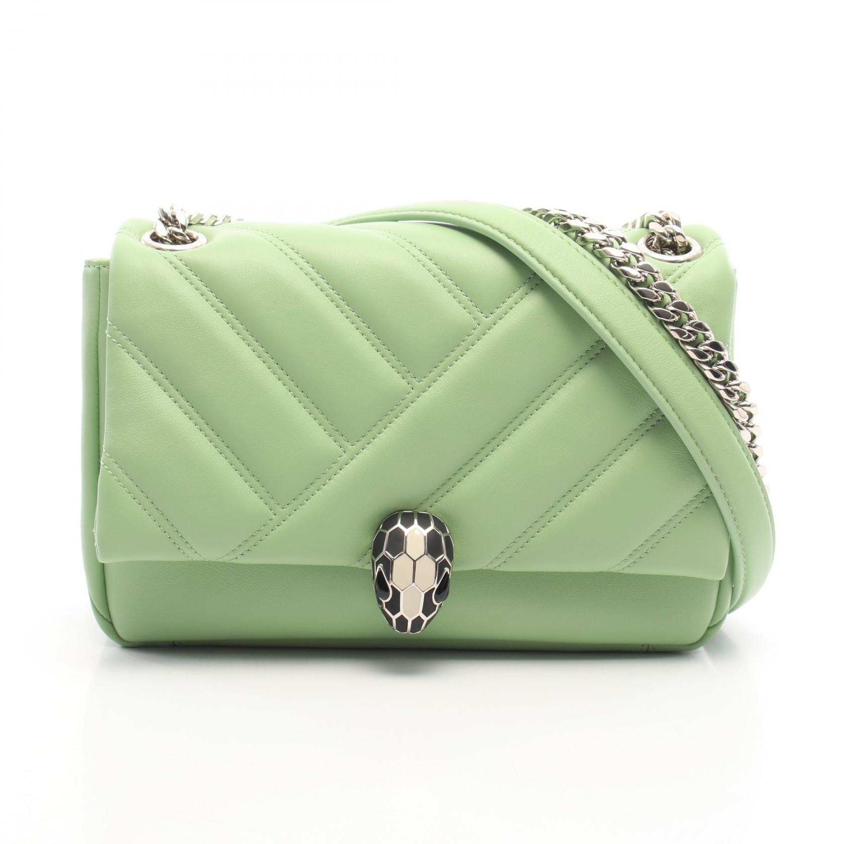 ブルガリ BVLGARI セルペンティ カボション ショルダーバッグ バッグ レザー レディース グリーン系 【中古】