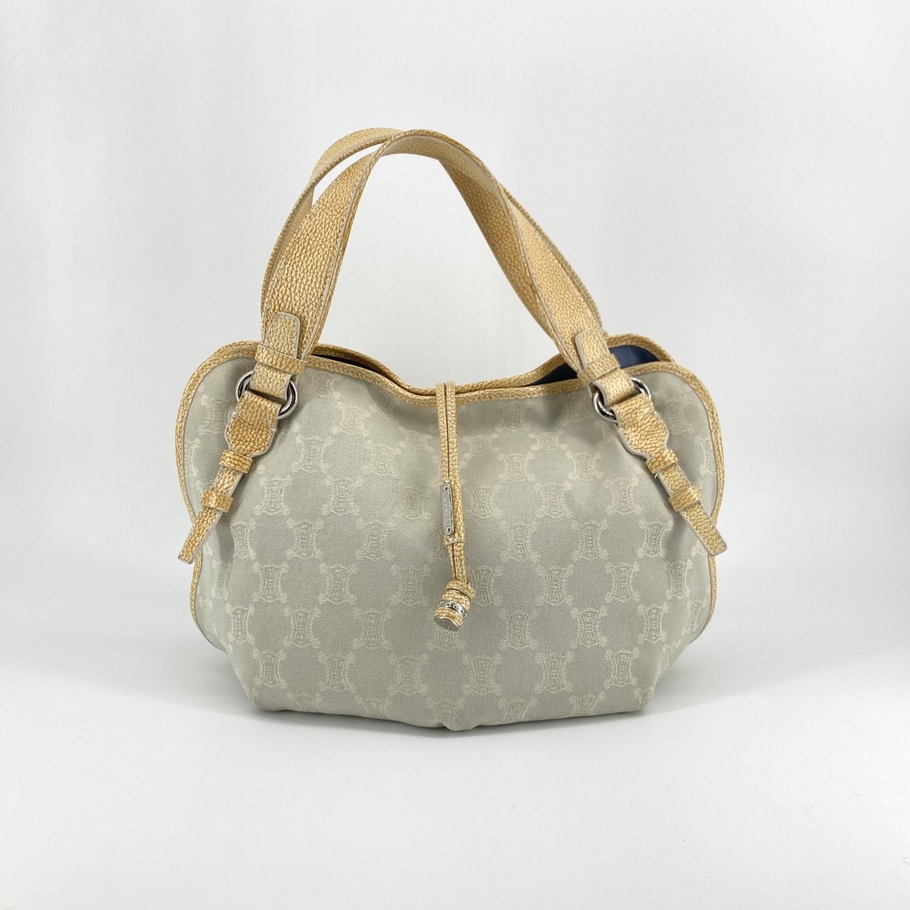 CELINE(セリーヌ) パリマカダム デニム ビタースウィート キャンバス  / レザー ハンドバッグ ベージュ×イエロー