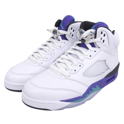 ナイキ 新品同様 AIR JORDAN 5 RETRO OG シューズ メンズ WHITE NEW EMERALD-GRAPE ICE-BLACK 白 エメラルド 黒 9.5 HQ7978-100 9.5(US)