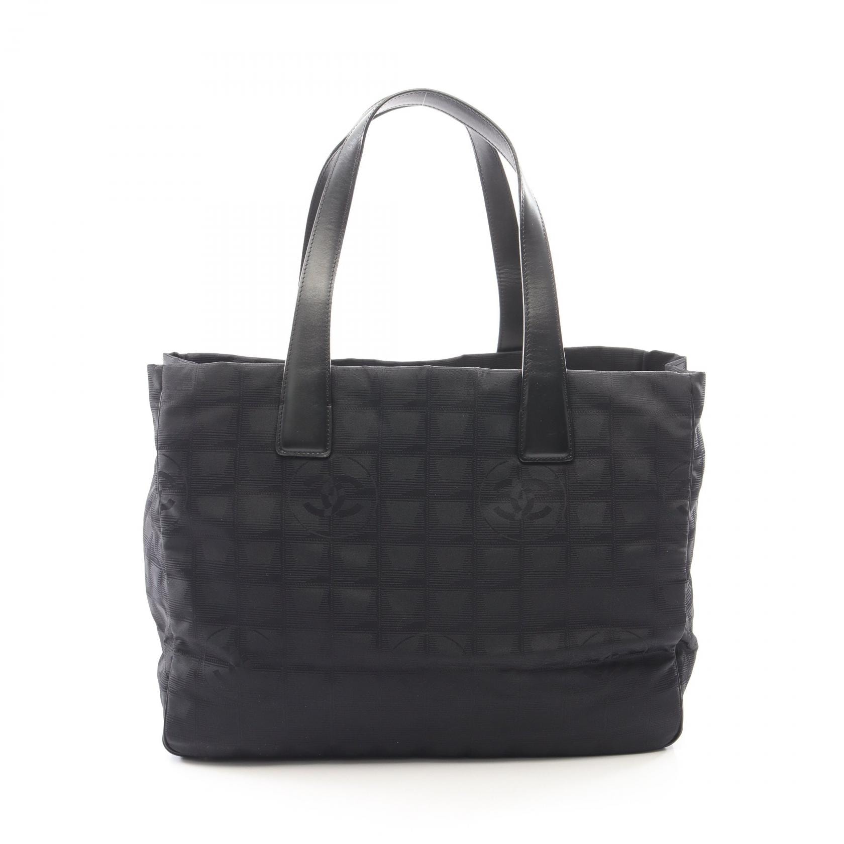 シャネル CHANEL ニュートラベルラインMM トートバッグ バッグ レザー ナイロンキャンバス レディース ブラック系 A15991 【中古】
