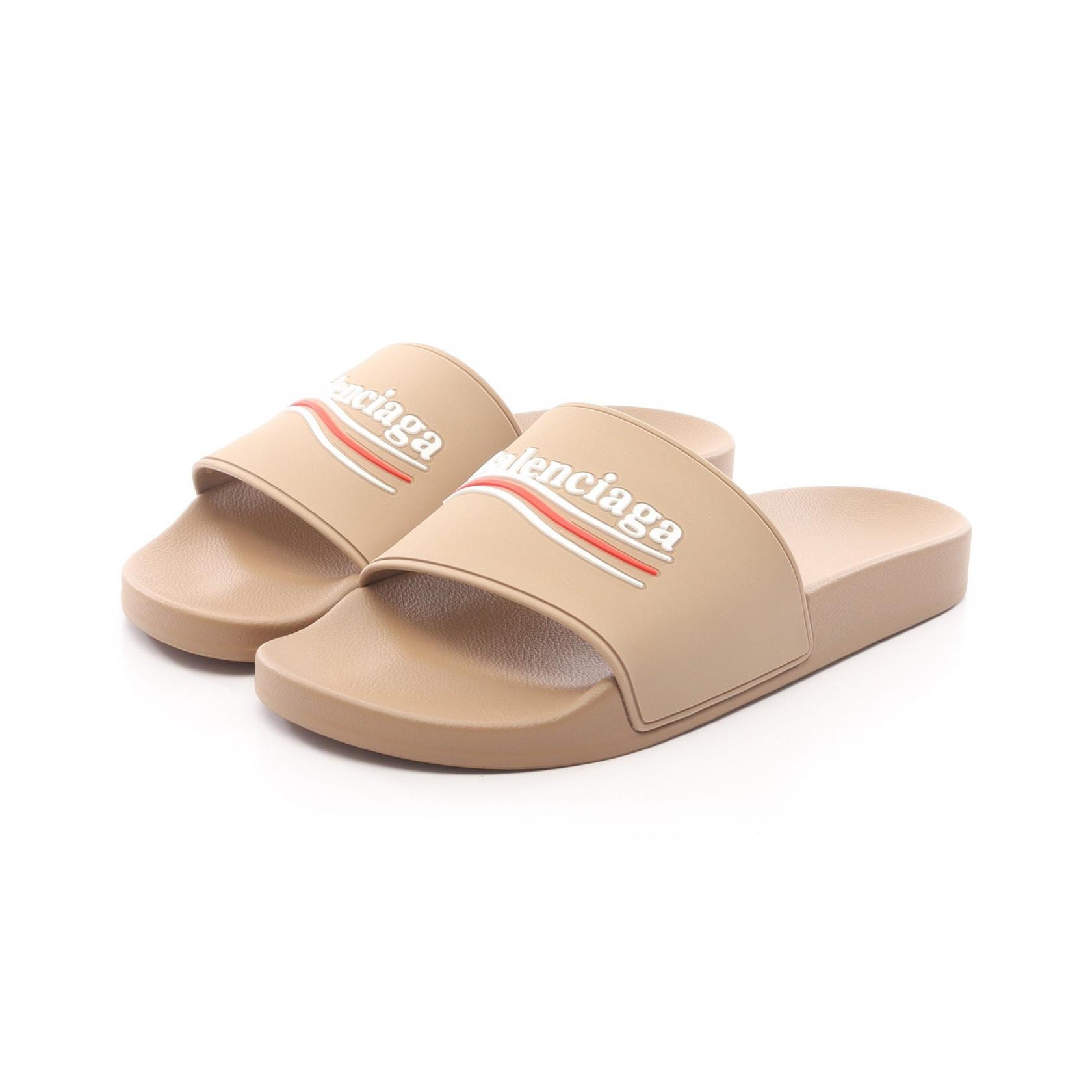 バレンシアガ BALENCIAGA Pool Slide キャンペーンロゴ サンダル 靴 ラバー メンズ ベージュ系 【中古】