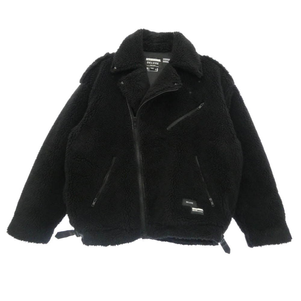 NEIGHBORHOOD ネイバーフッド DELUXE デラックス 23AW 23ADNH5000 × DELUXE デラックス BOA FLEECE RIDERS JACKET ボア フリース ダブル ライダース ジャケット ブラック系 L【中古】