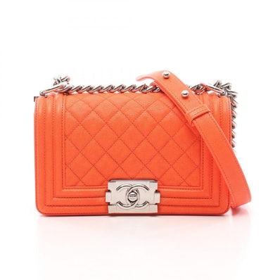 シャネル CHANEL ボーイシャネル スモール ショルダーバッグ バッグ キャビアスキン(グレインドカーフ) レディース オレンジ系 A67085 【中古】