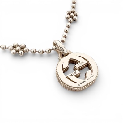 GUCCI グッチ ネックレス Ag925 ブロンズ レディース インターロッキングG ボールチェーン【中古】