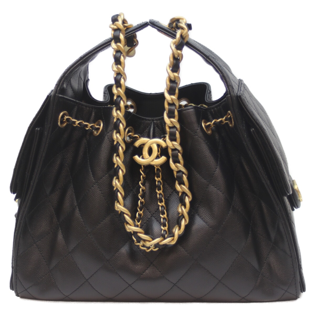 シャネル 25SS AS5293 黒 ｷｬﾋﾞｱ ｸﾞﾚｲﾝﾄﾞｶｰﾌｽｷﾝ G金具 ｼｬﾈﾙ25ｽﾓｰﾙ