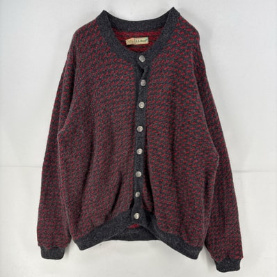 古着 90's/90年代 エルエルビーン L.L.Bean ニット バーズアイニット カーディガン セーター チロリアン 2XL グレー系 メンズ