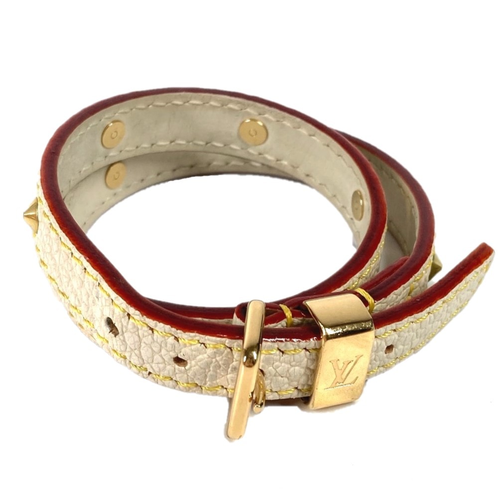ルイヴィトン LOUIS VUITTON ブラスレドゥブルトゥール M91846 スハリ アクセサリー 2重 ブレスレット スハリレザー ブロン ホワイト