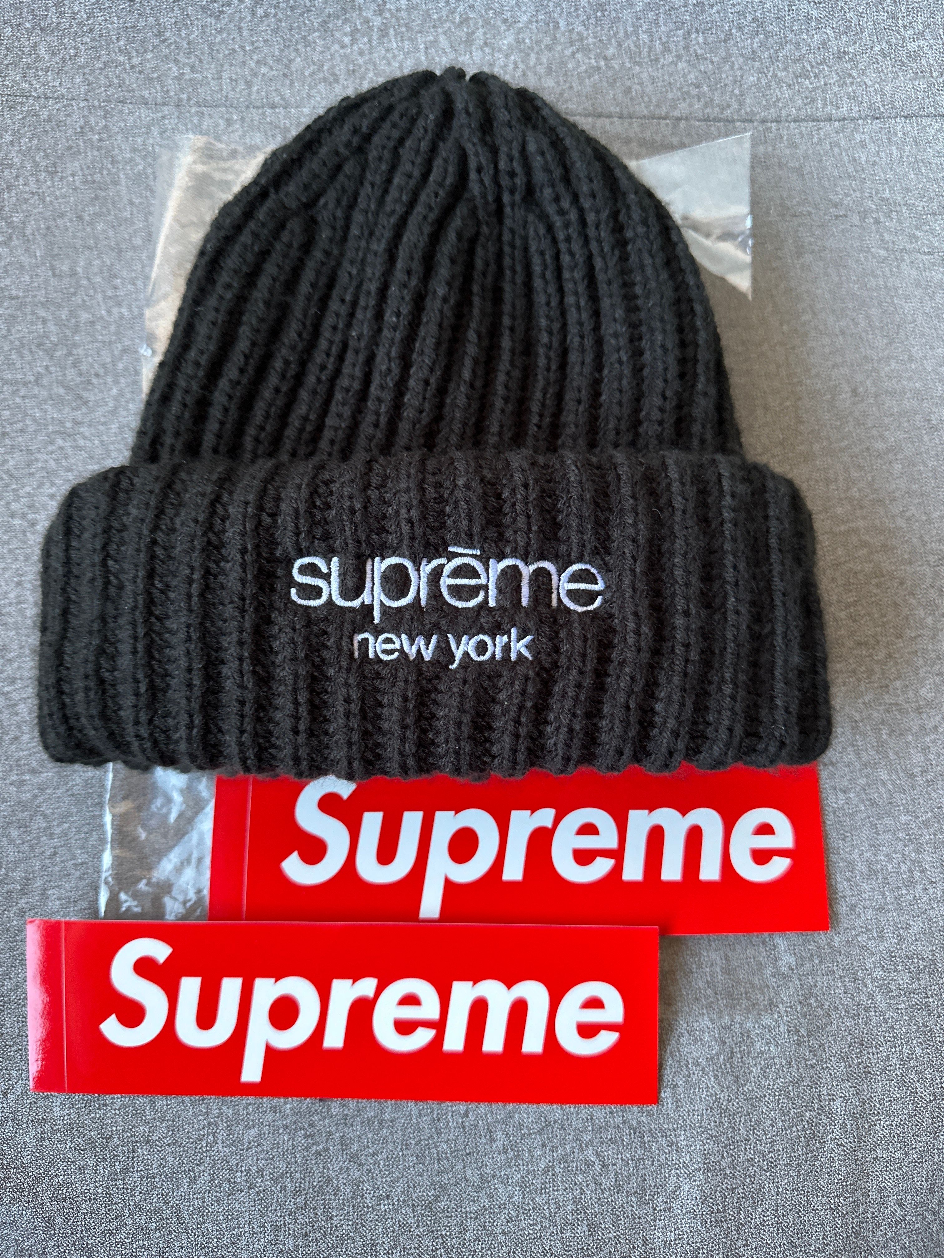Supreme Classic Logo Chunky Ribbed Beanie "Black" (23FW)