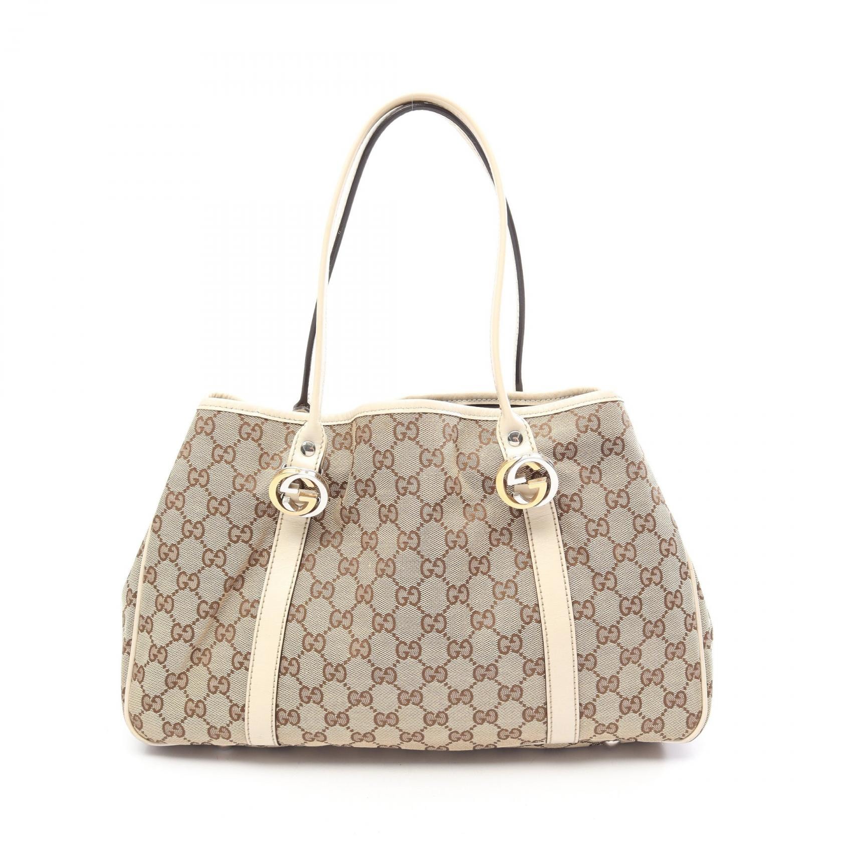 グッチ GUCCI GGツインズ GGキャンバス トートバッグ バッグ キャンバス レザー レディース ベージュ系 / アイボリー系 232957 【中古】