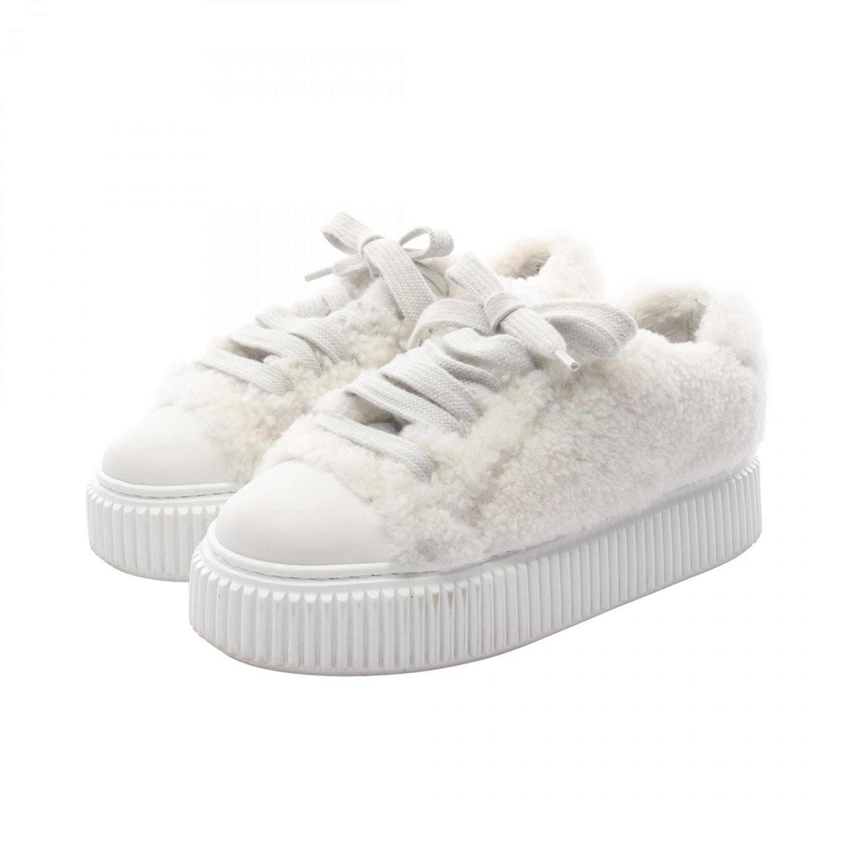 ミュウ ミュウ Miu Miu スニーカー 靴 レザー ボア レディース ホワイト系 【中古】