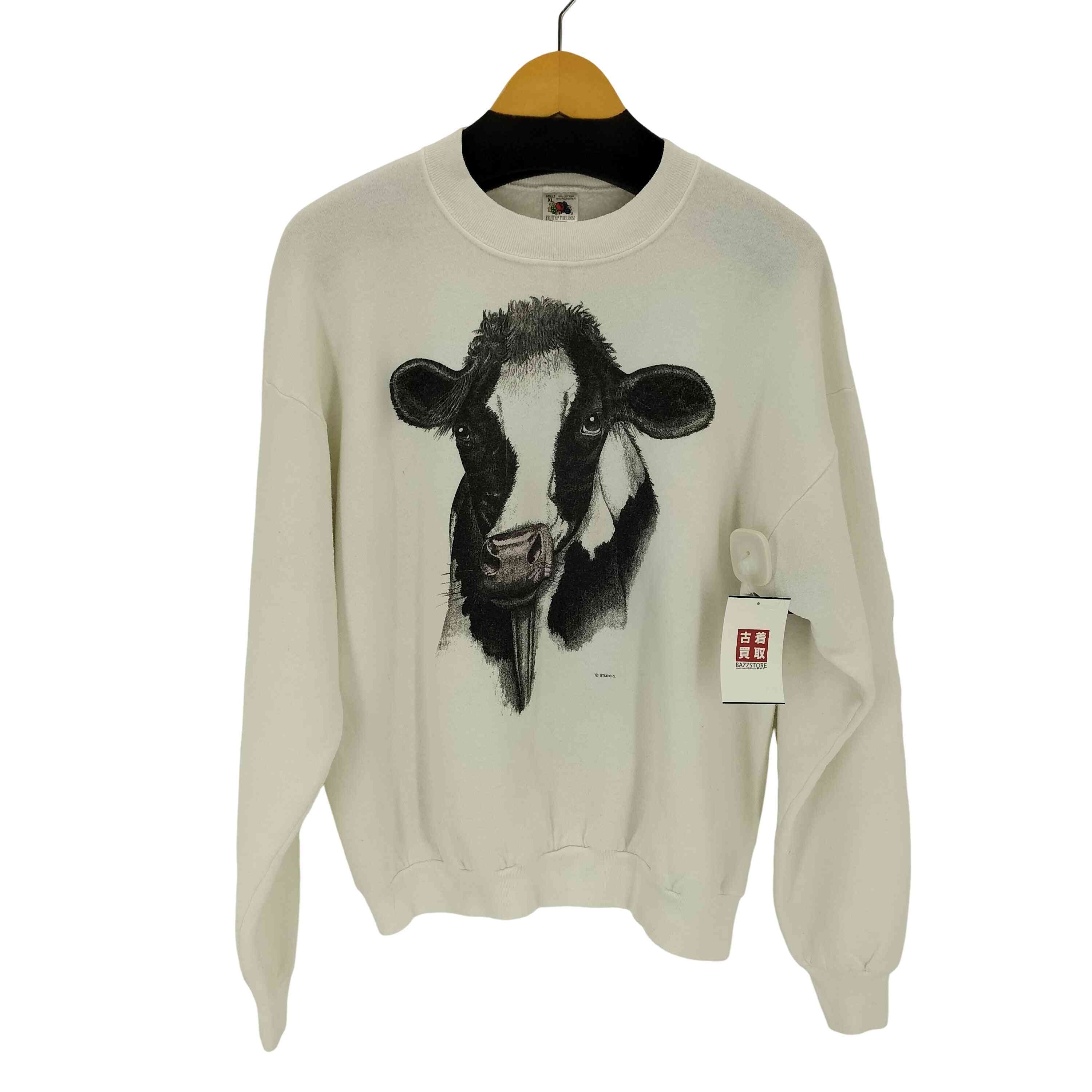 90s USA製 牛 両面プリントスウェットプルオーバー【1142194664091】