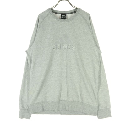 adidas アディダス 同色ビッグロゴ 長袖 ラグラン トレーナー スウェット O ライトグレー essentials