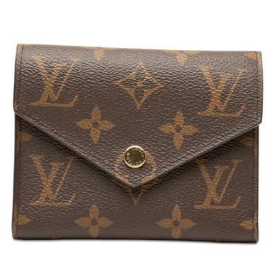 ルイ ヴィトン モノグラム ポルトフォイユ ヴィクトリーヌ 三つ折り財布 M62472 ブラウン PVC レザー レディース LOUIS VUITTON 【中古】