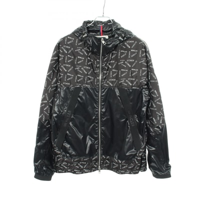 モンクレール MONCLER GIDAYU ロゴプリント フード付き ナイロンジャケット 衣料品 アウター ポリエステル メンズ ブラック系 1A00133 【中古】