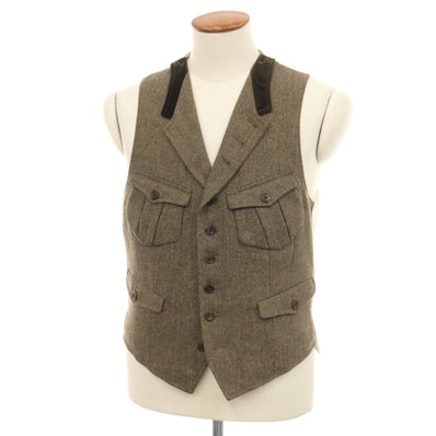 【中古】ポールスミスコレクション PAUL SMITH COLLECTION ウール カジュアル系ジレ ベスト カーキ【サイズL】【メンズ】