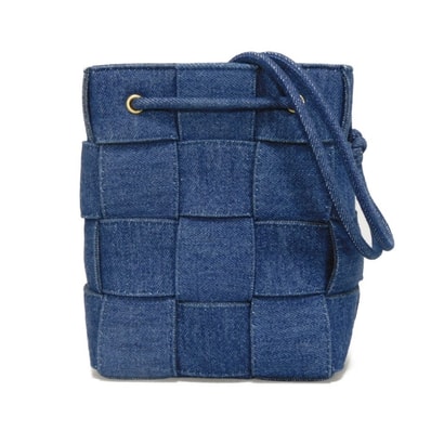 BOTTEGAVENETA ボッテガヴェネタ カセット スモール バケットバッグ ブルー 巾着 RFID ICチップ マキシ イントレチャート デニム インディゴ ショルダーバッグ 743789 V2ZB1 4019
