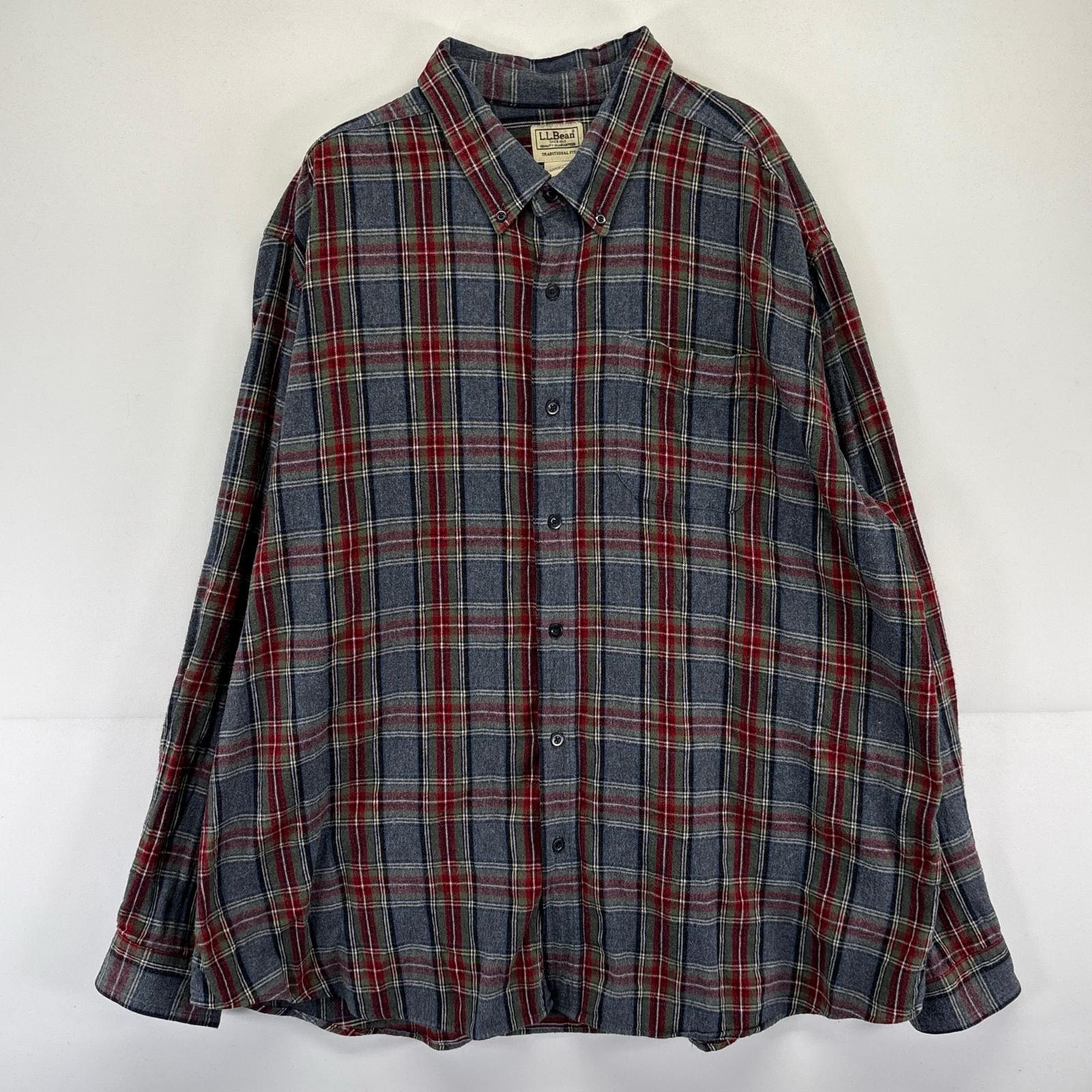 古着 エルエルビーン L.L.Bean 長袖シャツ ボタンダウン ネルシャツ 大きいサイズ 2XL  グレー系 チェック メンズ